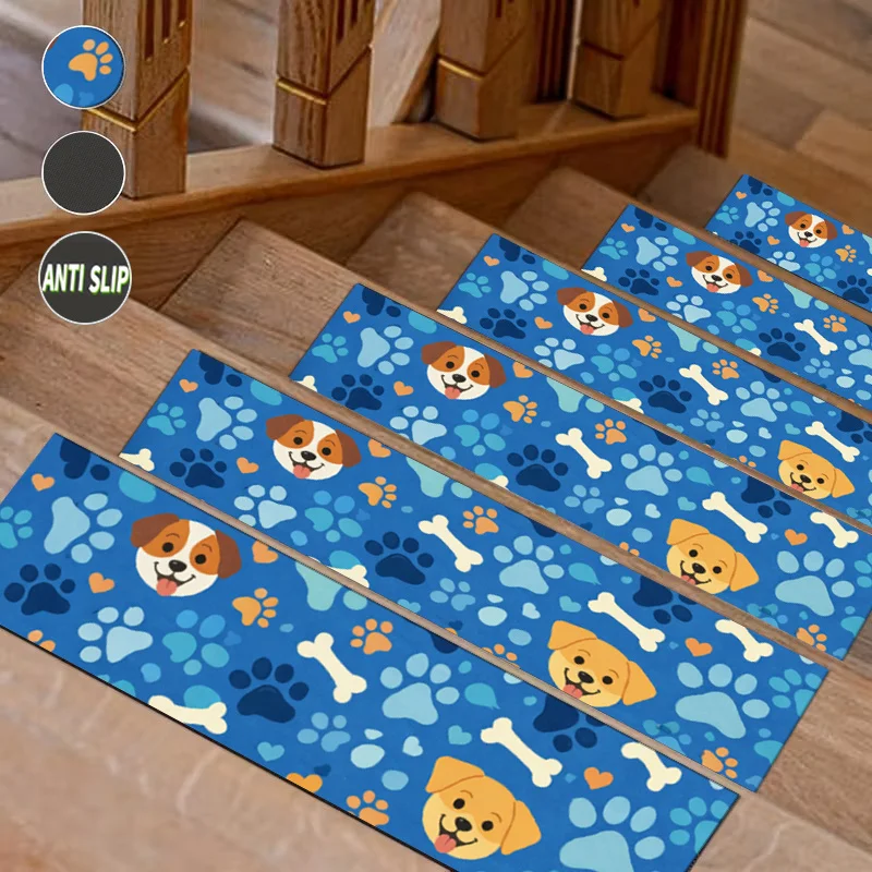 

Коврик для лестницы с милым принтом собачьих лап из диатомитовой земли, художественный коврик с отпечатками лап, противоскользящий коврик для лестницы