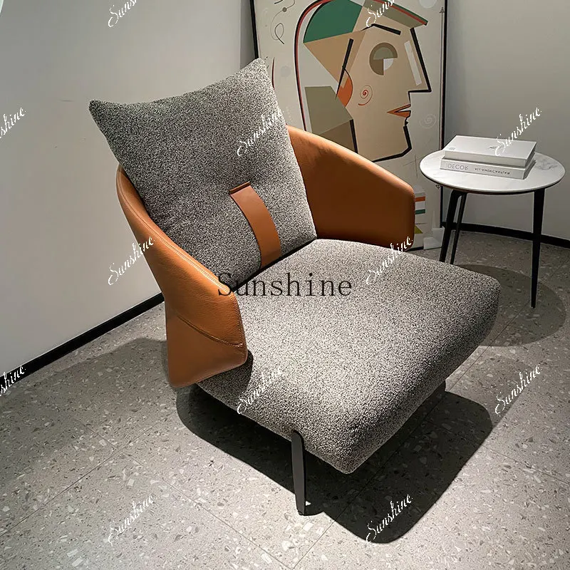 Sales Department Conference Reception Room Balcony Cloth with Leather Simple Single Rest Chair  FT