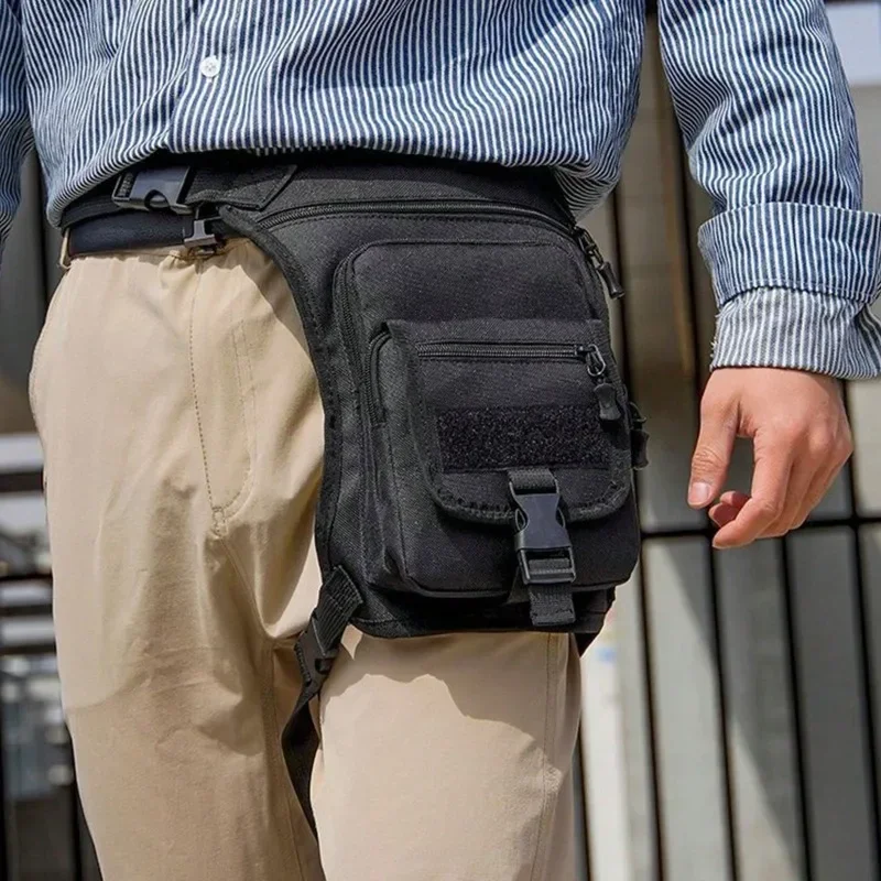 ‌Military-Grade Motorcycle Thigh Bag – Waterproof Camo Leg Pack with MOLLE & Quick-Release Straps