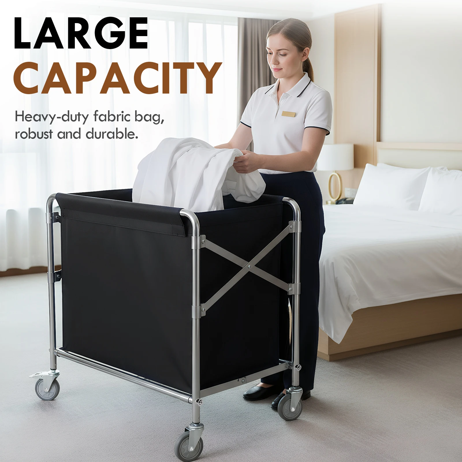 

Large Laundry Trucks 33.86x31.89x20.47in Heavy Duty Laundry Basket Organizer with Wheel for Hotel/Nursing Home/College/Groceries