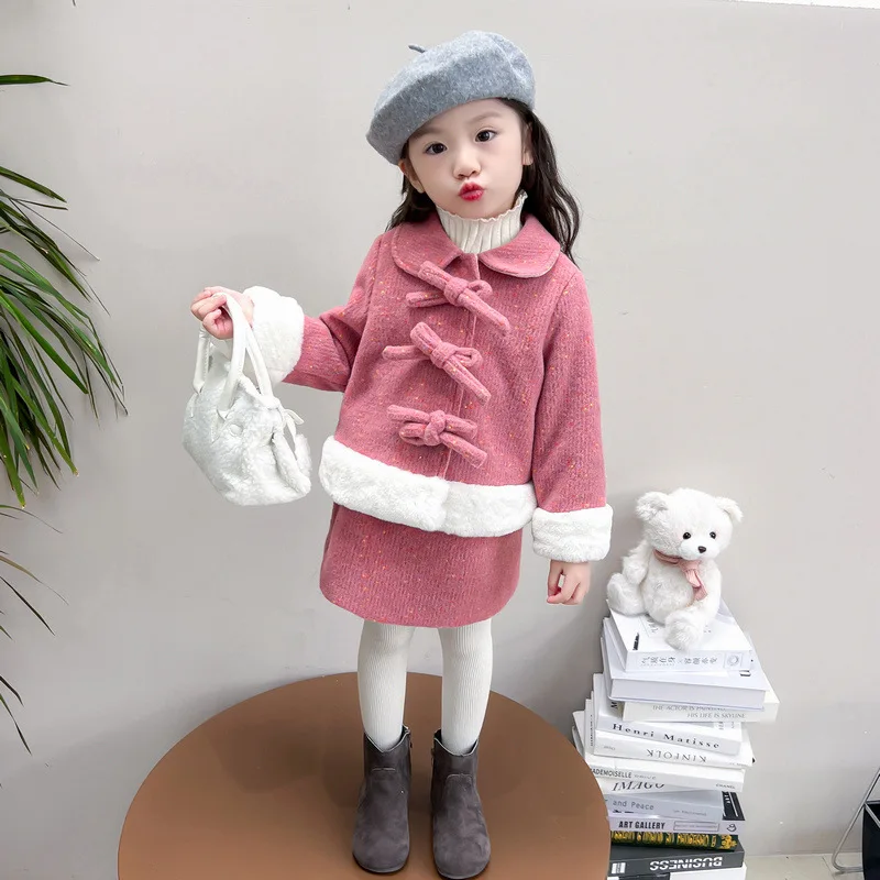 

Маленькая зимняя юбка с ароматным ветром для девочек, бархатная новинка 2024, модная юбка с бантом для маленьких девочек, комплект из двух предметов