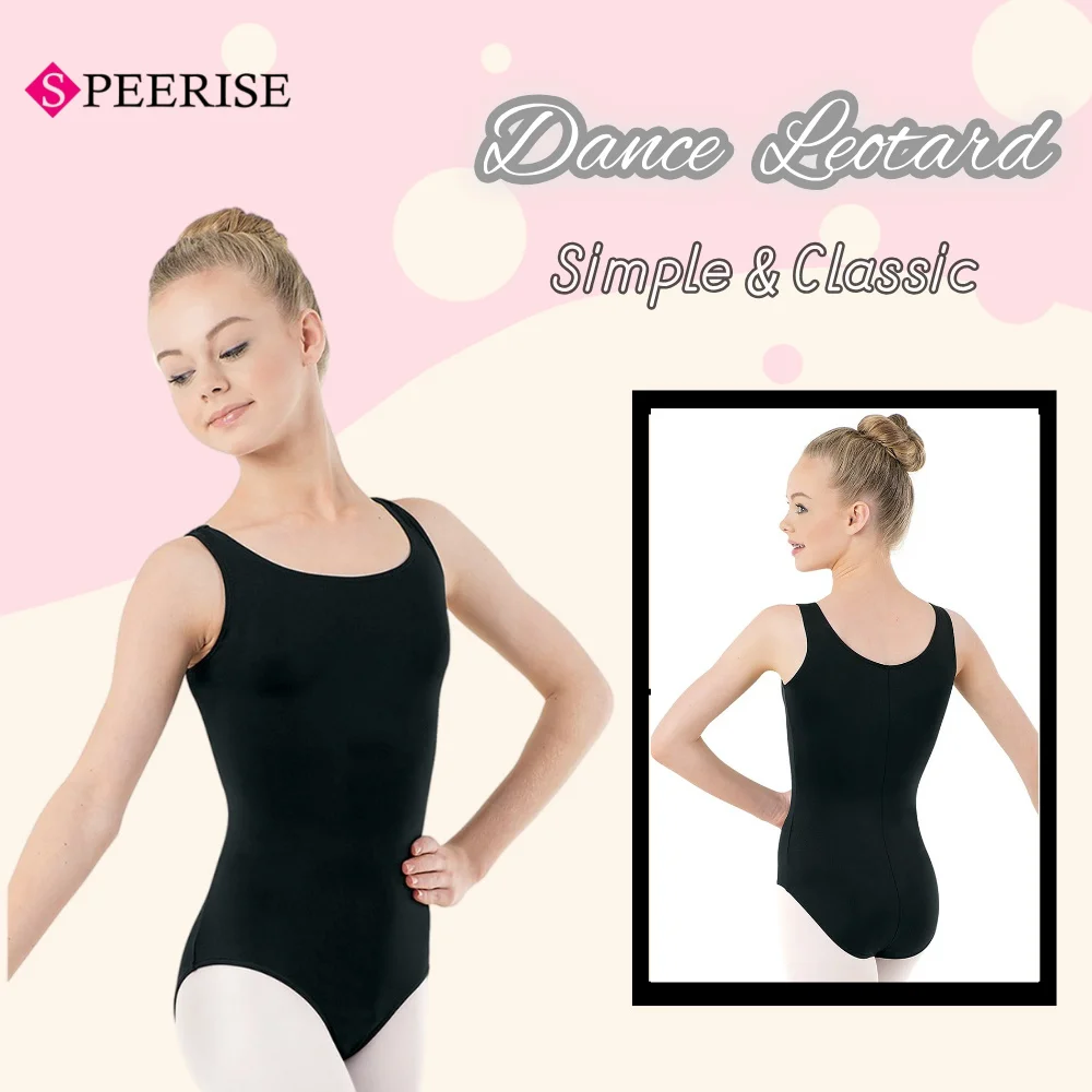

Kids Gymnastics Sportswear Camisole Leotards Spandex Scoop Neck Nylon Black Ballet Dance Suit Toddler Dancewear Bodysuit Vest