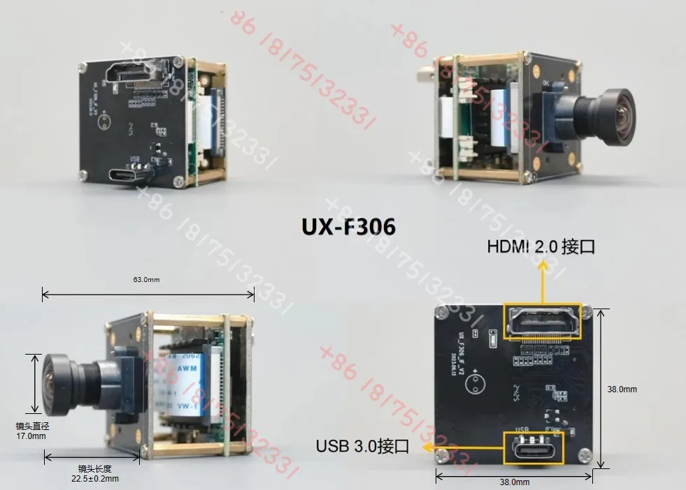 Módulo de cámara IMX415 4K 60FPS USB3.0 TOF Fast AF FF MJPEG H.264 Tipo C Módulo de cámara USB 4K