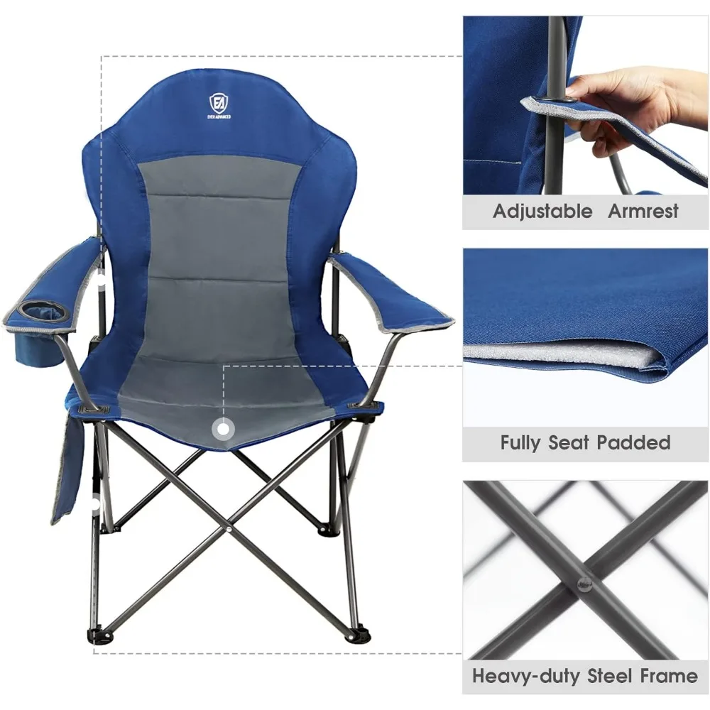 Folding Camping Chair for Outside High Back Padded Oversized Lawn Chairs Folding Lightweight Sturdy Steel Portable Freight free