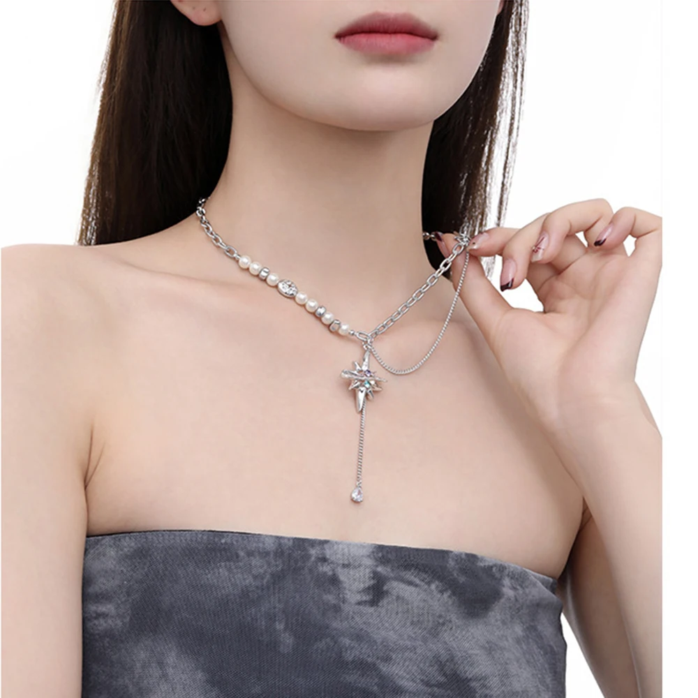 Eetit beliebte simulierte Perlen Kette Nordstern Halskette Anhänger für Frauen koreanischen Stil exquisite vielseitige tägliche Schmuck Geschenk