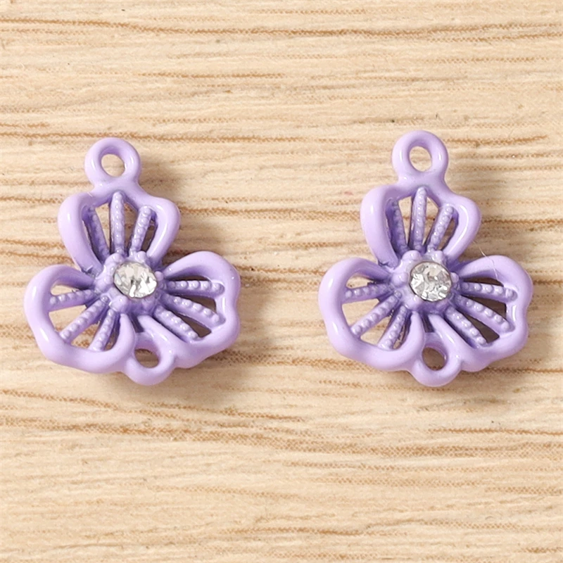 5 Stück Niedliche Bunte Kristall-Metall-Blumenanhänger Passend für Halsketten, Ohrringe, Armbänder, DIY-Bastelzubehör für Schmuckherstellung – Detail 11