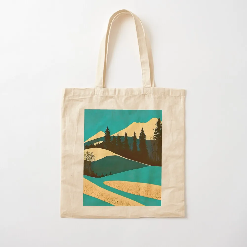 Serene Slopes: Abstract Mountain Landscape Tote Bag tote bags aesthetic Women's bags Canvas Tote Bag