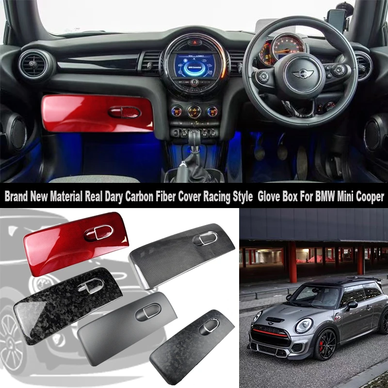 Brand New Racing Style Real Dry Carbon Fiber Cover Material Glove Box Decorate the LCI And 2LCI Mini Cooper F55 F56 F57