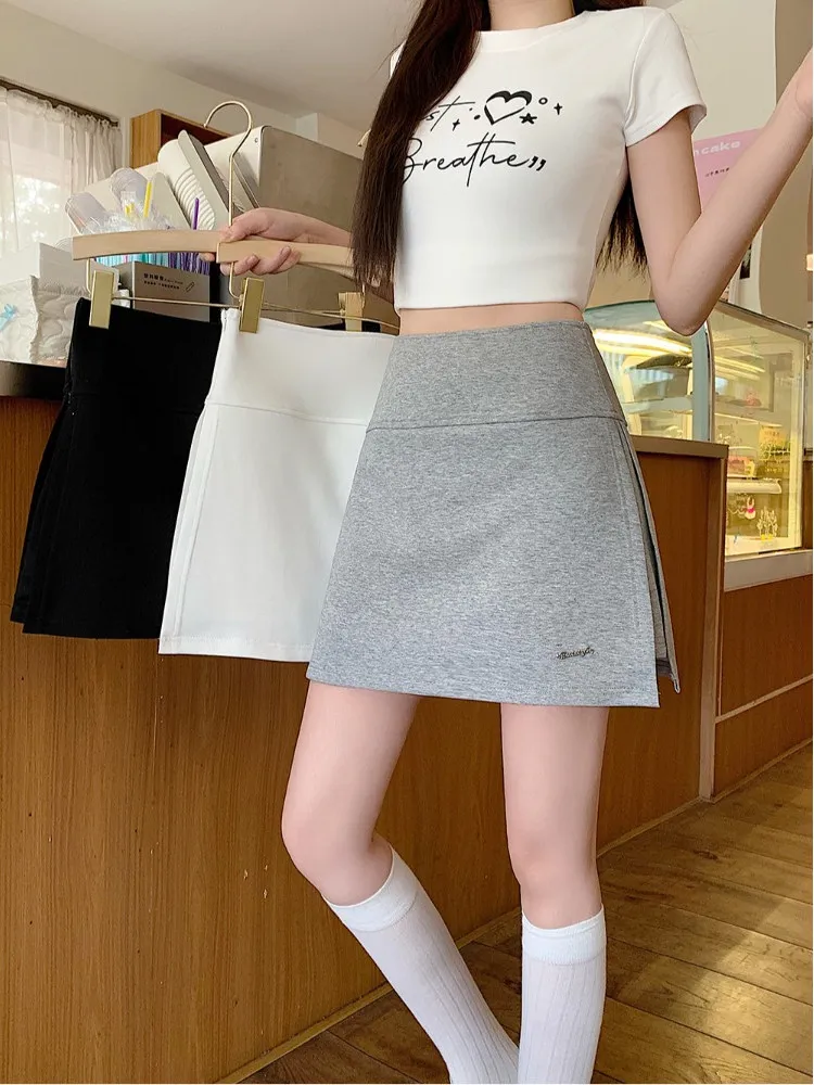 

High Waist A-Line Midi Skirt plus Size Summer New Style Slimming Versatile Design Straight Cut Korean Style Short Skirt