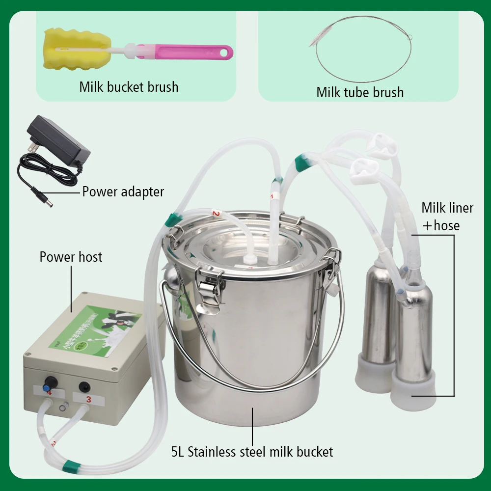 ماكينة حلب البقر والأغنام النبضية سعة 5 لتر، ماكينة حلب النبض الكهربائية للحيوانات، محمولة لمعدات تربية المزرعة
