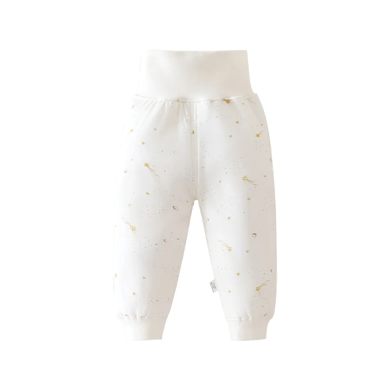 6M-4T Baby High Waist Belly Pants, Autumn Winter Pure Cotton Padded Trousers, Unisex Thin Bottoms for Boys Girls