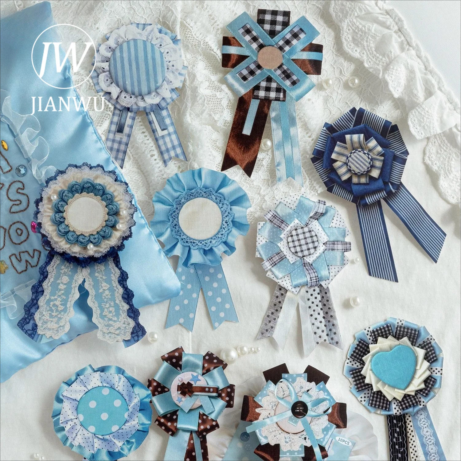 JIANWU Vintage Lace Ribbon Flower Medal Landscape Material Collage Scrapbooking Sticker Creative DIY Journal Stationery