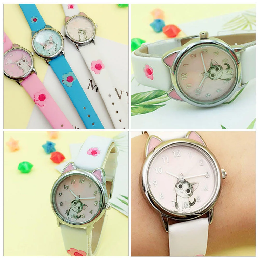 Watch Sports Band Wristwatch Kitten Quartz Fashion Stainless Steel Child Design