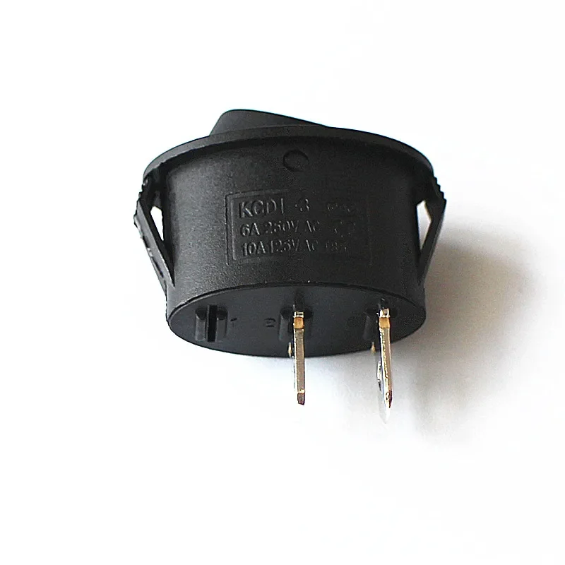 JOYING LIANG KCD1-3 Oval Switch 6A Black ON-OFF 2 Feet Rocker Switch 26.5*13.5mm (2PCS Retail )