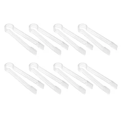 8 Pcs Plastic Buffet Serving Tongs Mini Serving Utensil Tongs Appetizers Tongs Clear Kitchen Tongs 6.3 inch Small Ice