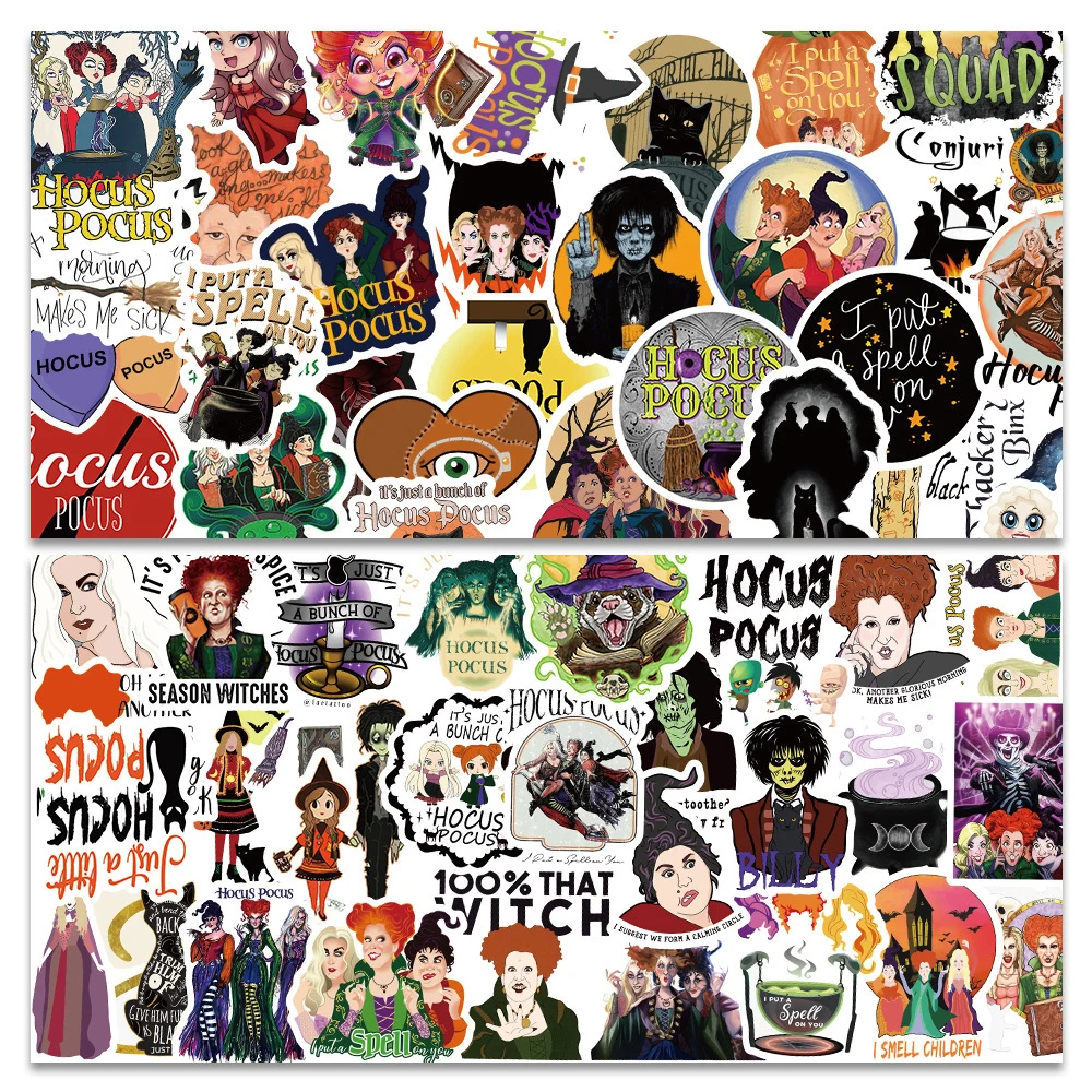 10/30/50/100pcs Horror Halloween Witch Hocus Pocus Stickers Disney Series Movie Decals DIY Phone Guitar Cartoon Graffiti Sticker