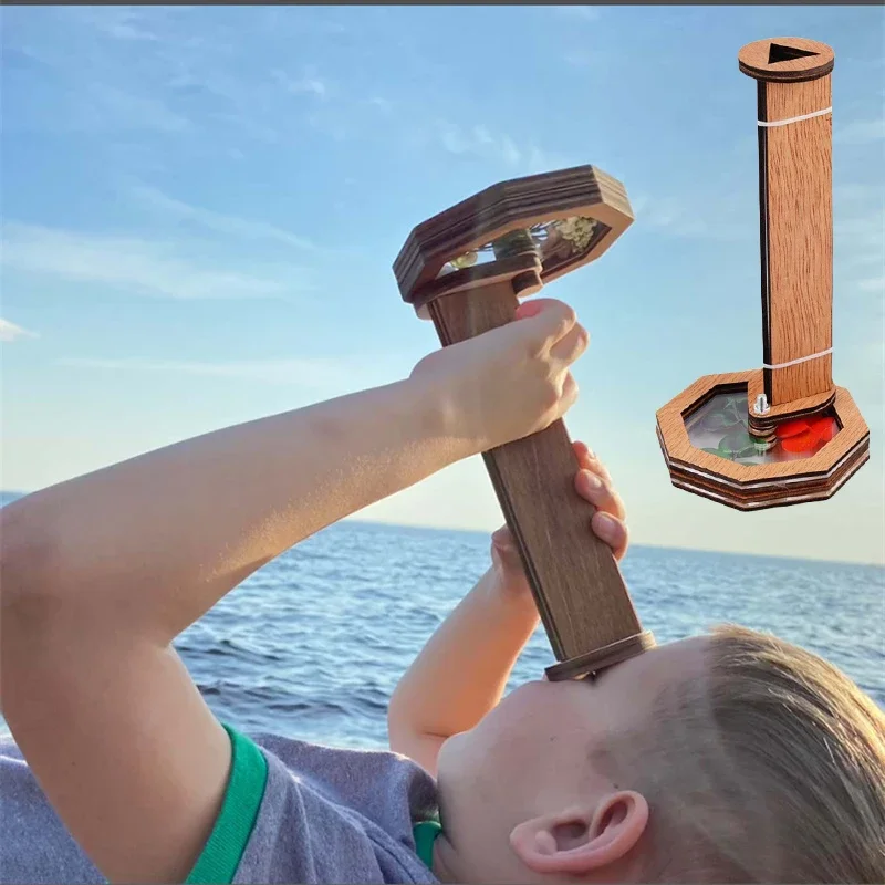 Zestaw do samodzielnego wykonania kalejdoskopu dla dzieci, drewniane puzzle 3D do eksploracji natury, kreatywne prezenty edukacyjne dla chłopców i dziewczynek.