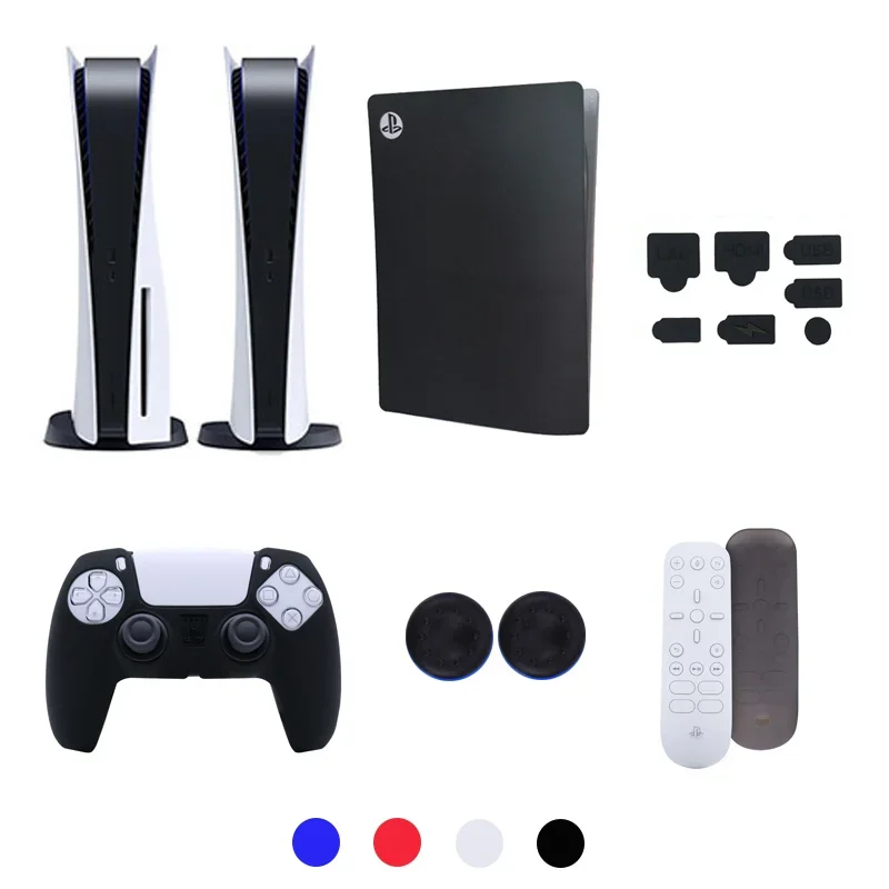 

Anti-dust Kit for PS5 Soft Silicone Skin Protector Kit For Playstation 5 Console Case for PS5 Controller Gamepad Case Cover Set