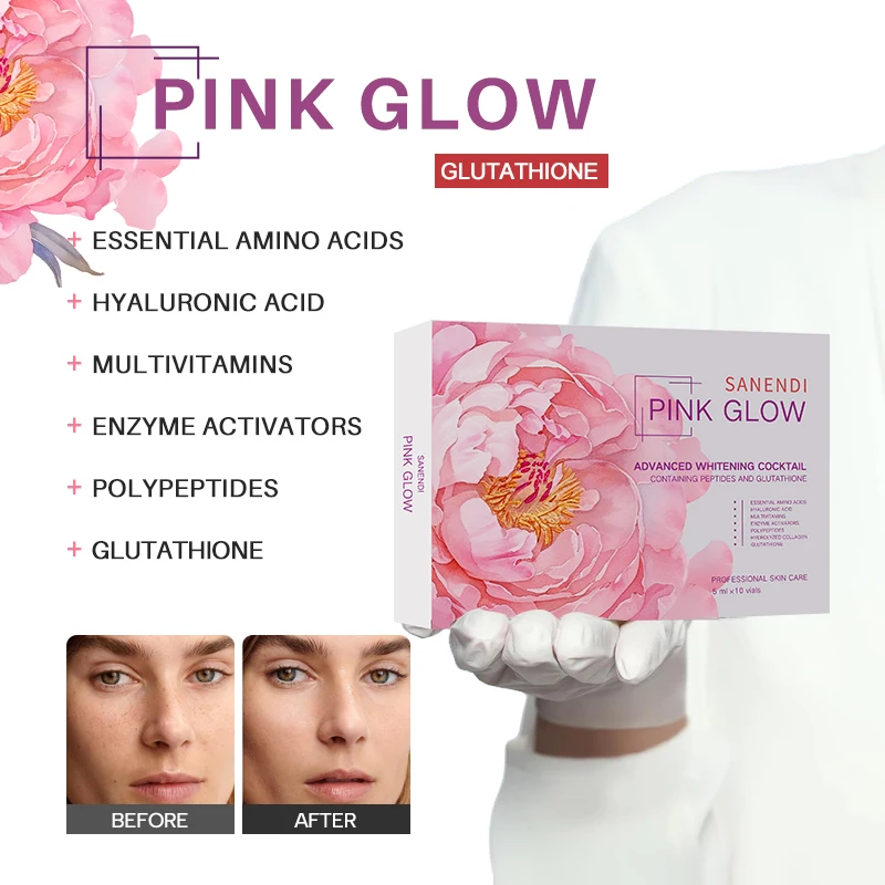 

Advanced Pink Glow Korean Serum Peptide PDRN Hyaluronic Acid Infused Dr.Pen Peptide Hydrating Firming Brighten 5ML*10Vial