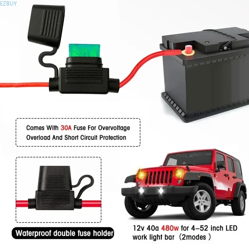 Car led spotlight one-to-two plug-in group off-road vehicle roof high-power light line group LED light harness