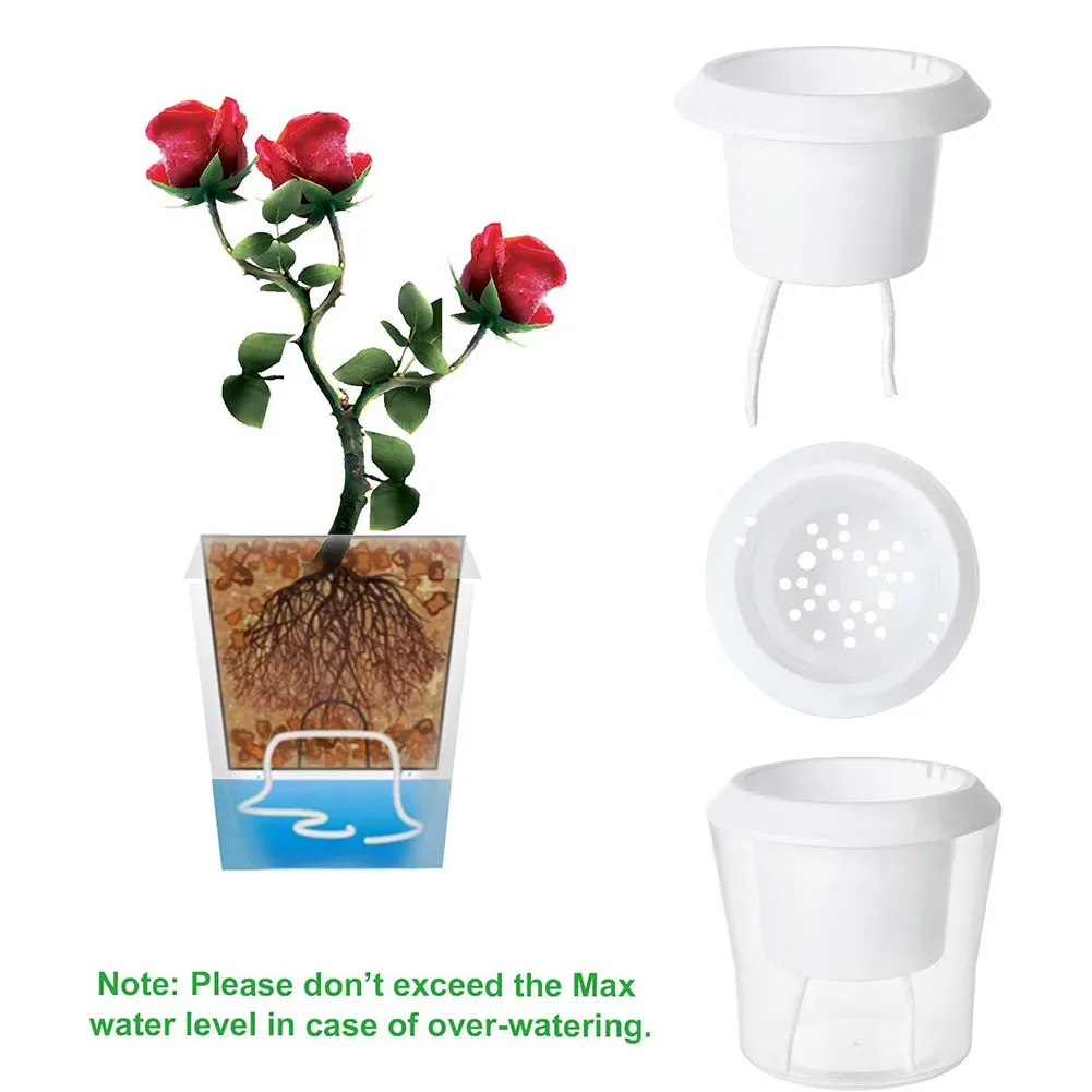 Decorative Clear Plastic Plant Pots with Self Watering Function for Indoor Plants Includes Cotton for Moisture Control