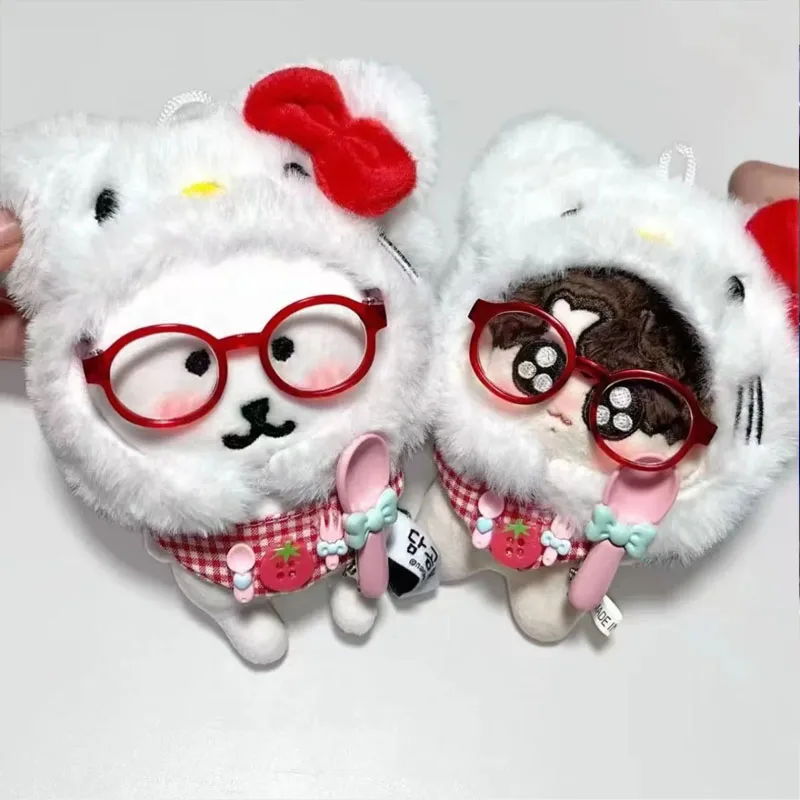 

10 см самозапутывающийся медведь Hellokitty, одежда, головной убор, шарф, очки, милый самозапутывающийся медведь, костюм, плюшевый чехол на голову