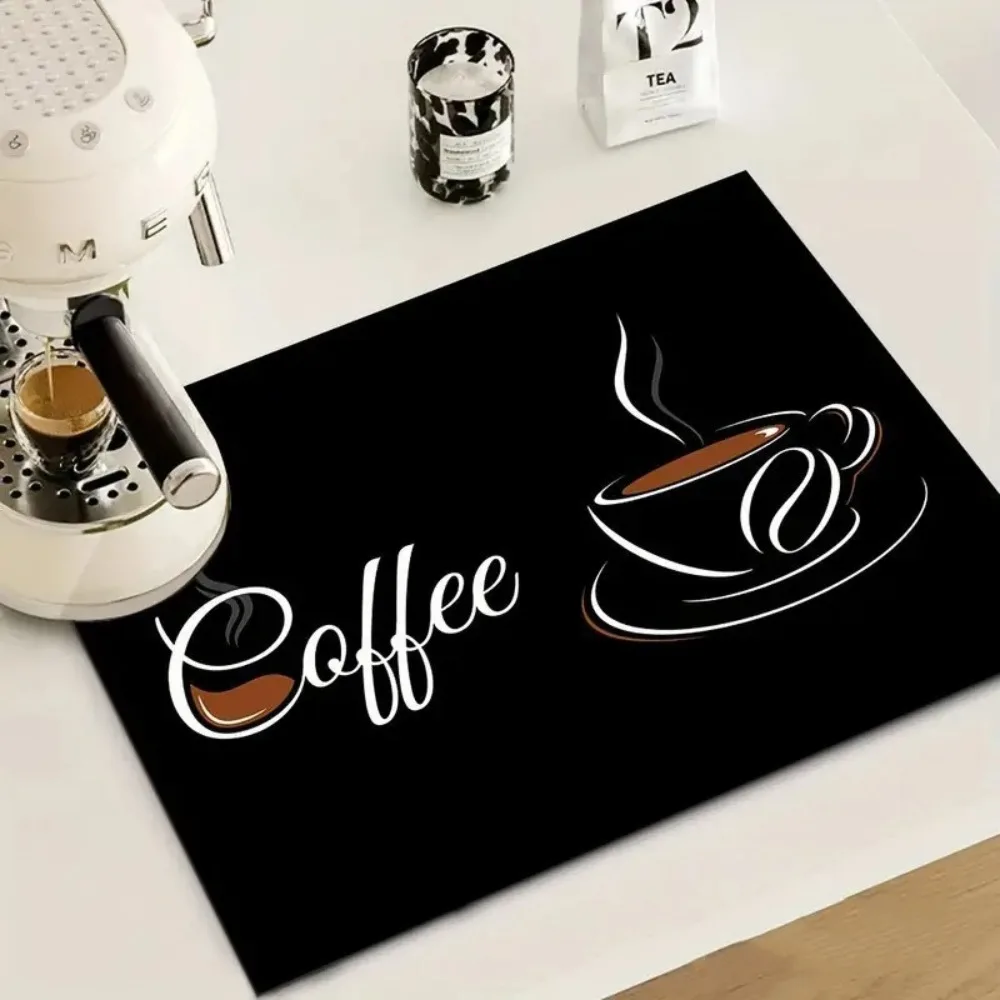 

2pcs Versatile Vintage Coffee Machine Mat Absorbent Anti-Slip Placemat Rectangular Dirt-resistant Dish Drying Pad Countertop
