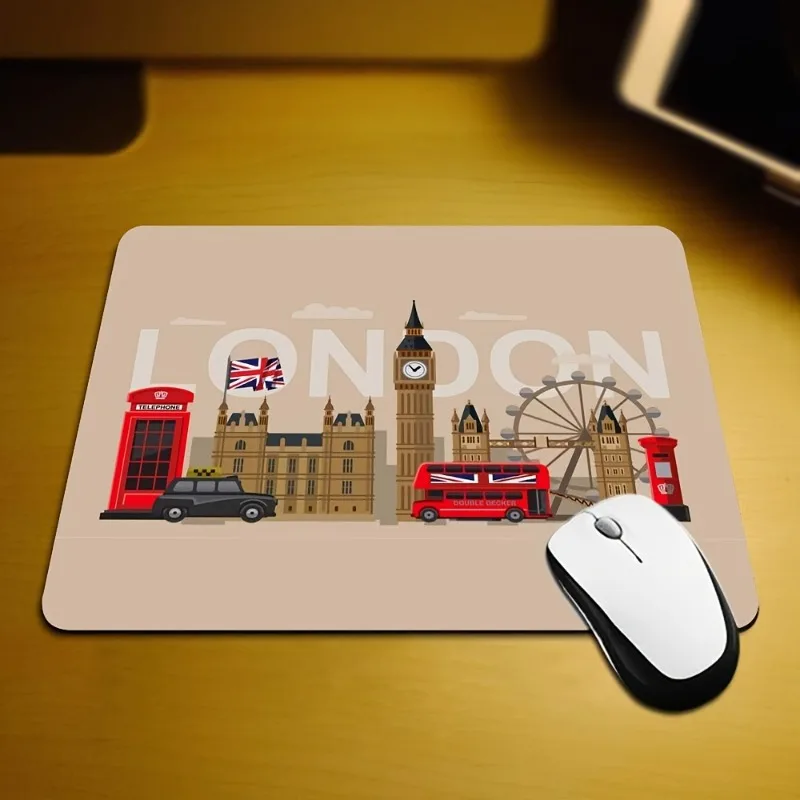 

London landmark rubber mouse pad, anti-slip base, British monument design, durable computer desk pads, gaming mousepads