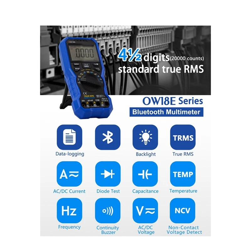 OW18E Smart Digital Multimeter Bluetooth 4 1/2 Digit High Precision LCD With Wireless Connection Data Logging Auto Range Durable