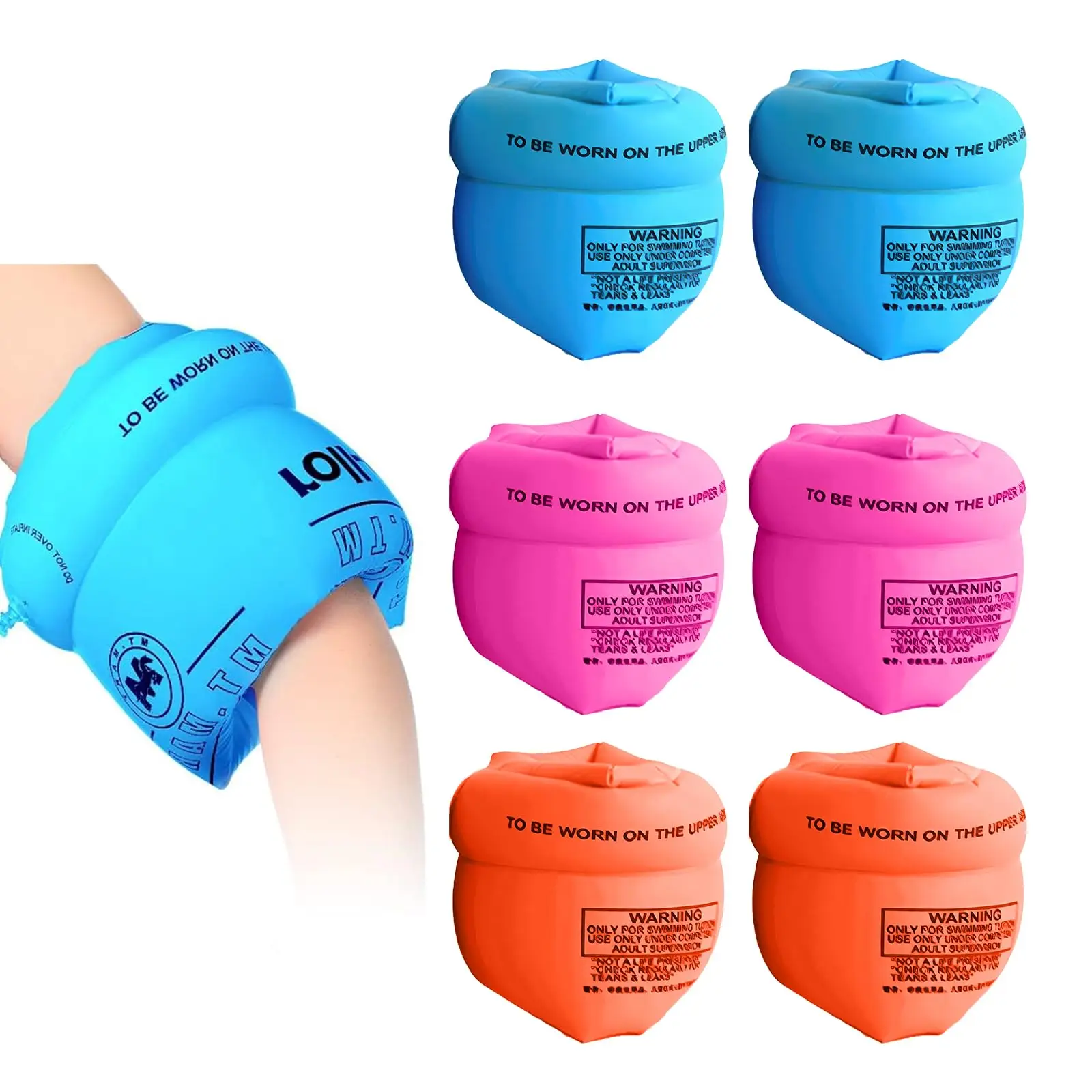 Brassards de natation gonflables pour enfants, flotteurs de piscine, brassards de natation en PVC, manches flottantes, anneaux de bras épais pour adultes, 1 paire