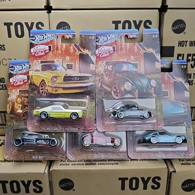 새로운 정품 핫휠 Hrt81 실버 라벨 빈티지 클럽 시리즈 머스탱 포르쉐 911 폭스바겐 비틀 합금 장난감 자동차 서프라이즈 선물