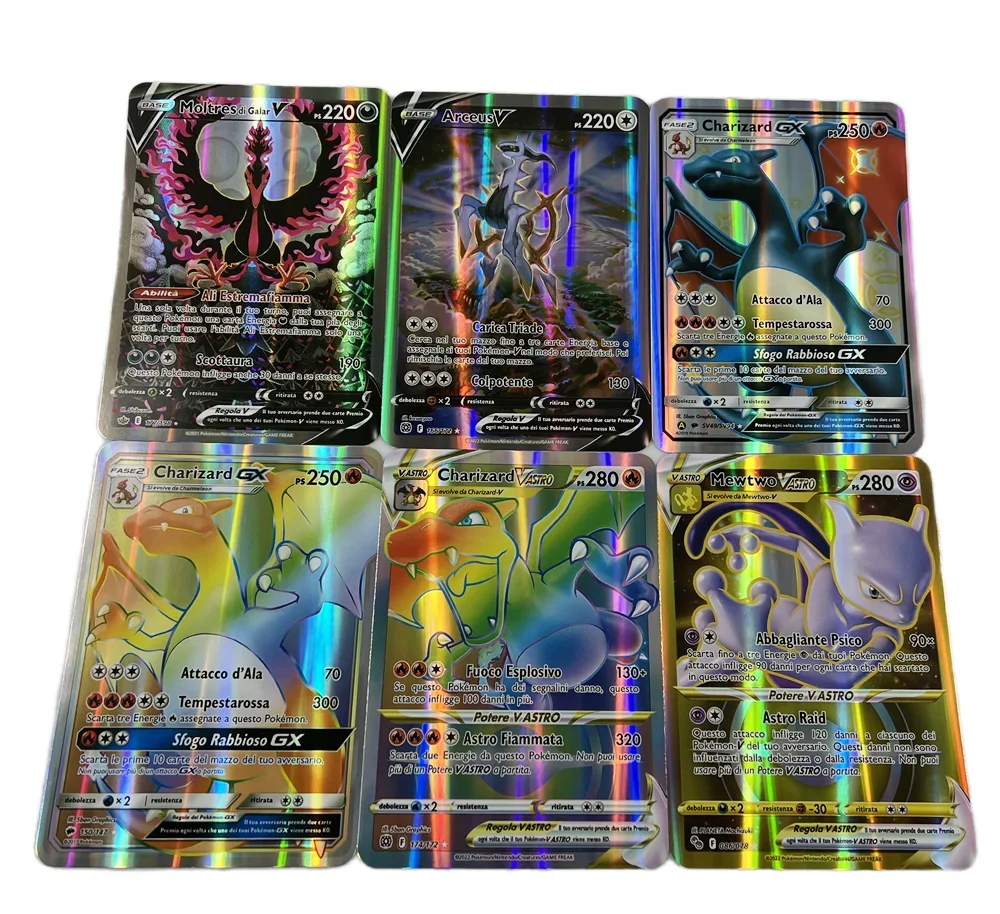 Карты Pokemon 21x15 см, английский Vstar Pack, большие объемные буквы Vmax GX Arceus Pikachu Mewtwo, суперредкие радужные Card