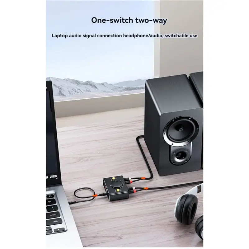 AAAEL-2Pcs 3.5Mm To 2RCA Audio Switcher Bidrectional Switcher 1 In 2 Out Or 2 In 1 Out Dual RCA To 3.5Mm Splitter Switcher
