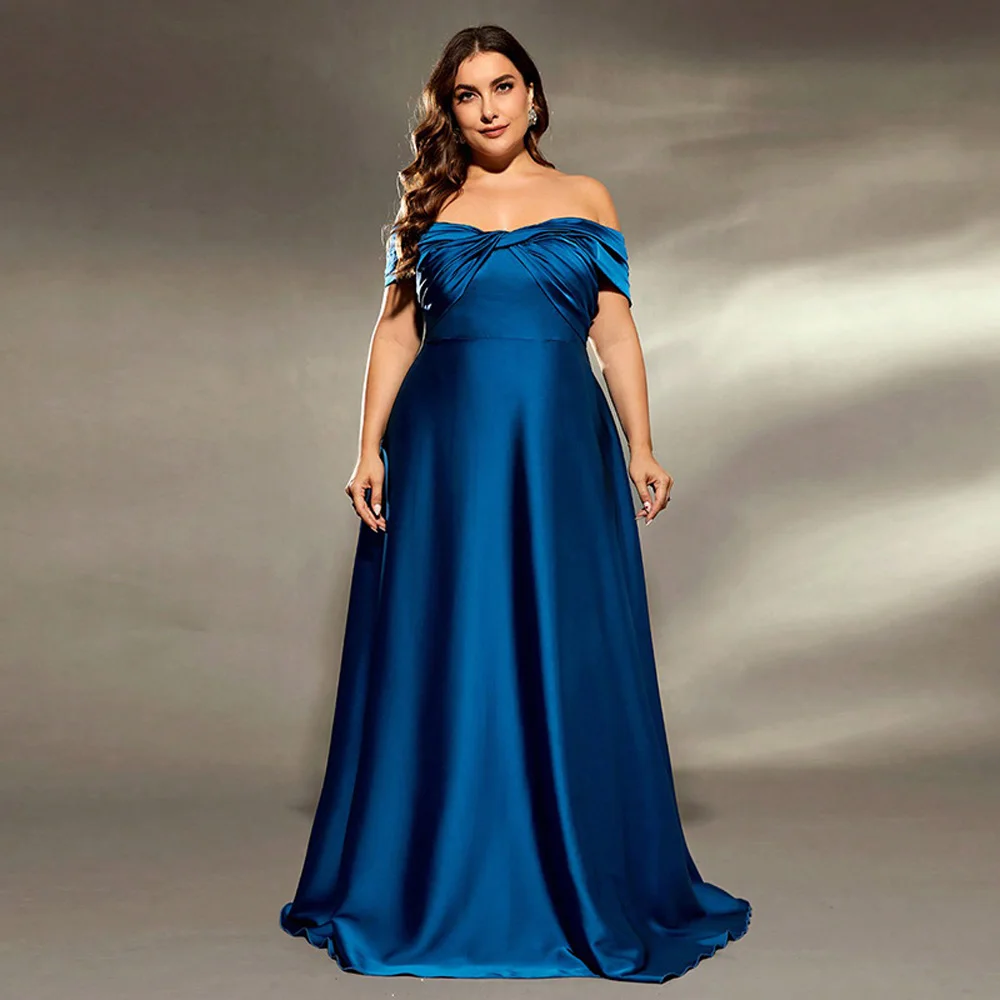 

New Blue Chic Evening Party Off-shoulder Long Women's Performance Dress Concert Happy Sharon Elegant Formal Gala Dresses Ladies