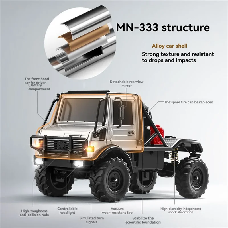 ABWE-MN333 U4000 RC سيارة 1/18 مقياس 4WD تسلق على الطرق الوعرة مركبة محاكاة ضوء معدني الجبهة الكهربائية التحكم عن بعد نموذج سيارة #3