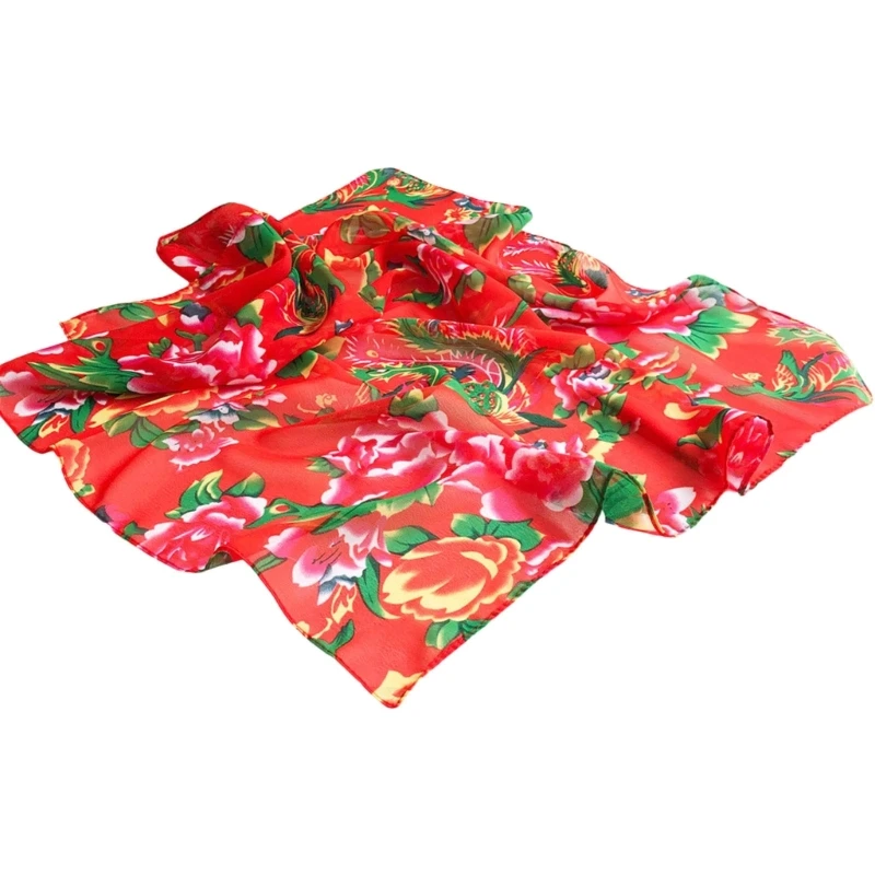 Ethnic Bandana Shawl Wrap Big Flower Pattern Bandana Headscarf for Photography