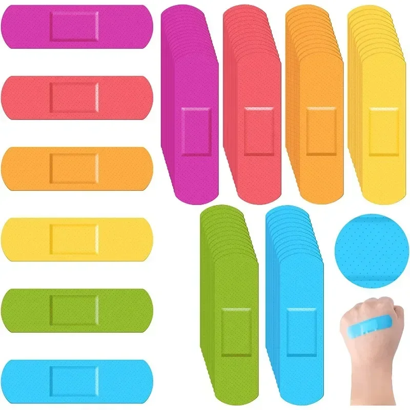 Imagem -02 - Impermeável pe Band Aid Bandagens Coloridas Auto-adesivas Elestic Ferida Emplastros Remendo da Pele Primeiros Socorros Woundplast Fita 60 Pcs por Conjunto