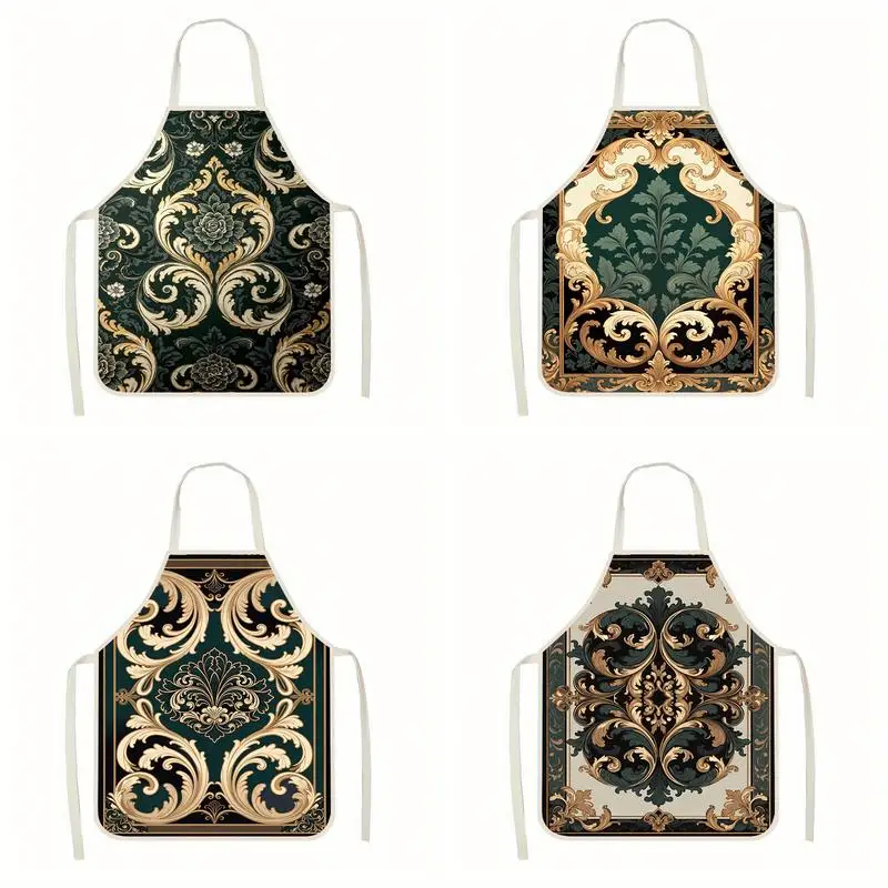 

Baroque Pattern Aprons Linen apron, suitable for kitchen cooking, parent-child interaction, painting and other scenarios