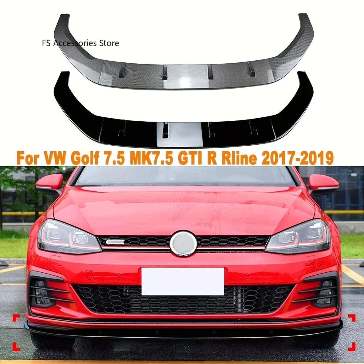 

For VW Golf 7.5 MK7.5 GTI GTR GTE R Rline 2016-2019 Car Front Bumper Splitter Lip Spoiler Diffuser Tuning ABS Tuning Body Kits