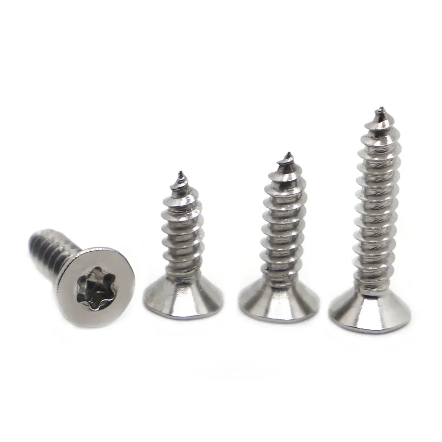 5-50 peças m2.3 m2.6 m3 m4 m5 m6 304 aço inoxidável seis lóbulos torx cabeça escareada plana parafuso de madeira auto-roscante m2 gb2670.2 A2-70