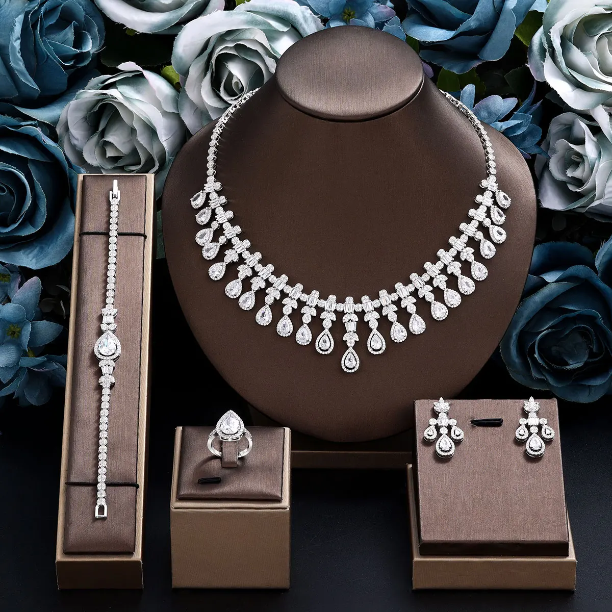 

2024 Dubai Jewelry Set Women's Wedding Necklace and Earring Set Bridal Jewelry Set Women's Wedding Set Free Delivery to Bride