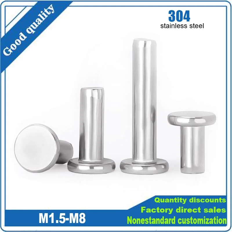 

5/50pc M1.5 M2 M2.5 M3 M4 M5 M6 M8 GB109 304 Stainless Steel Flat Round Head Solid Rivet Self Plugging Knock-on Rivet Nail Bolts