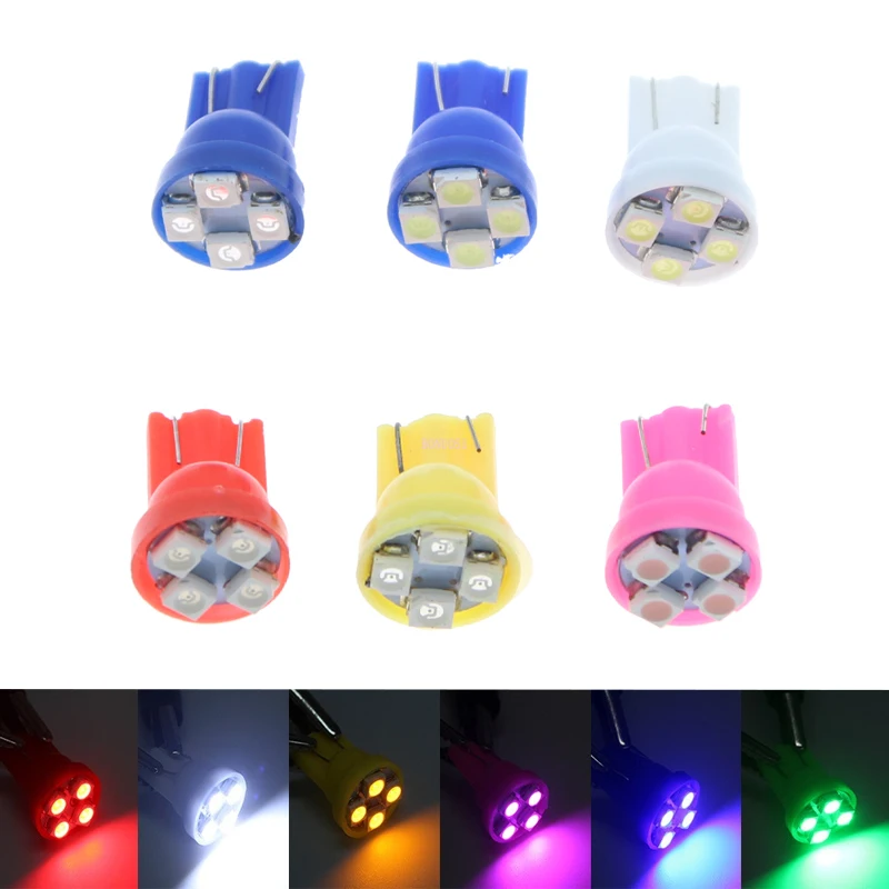 100PCS Truck Led 24V T10 194 168 1210 4 SMD 4 LED 3528 LED light Bulbs White LED Wedth Lamps License Plate Reading Bulbs