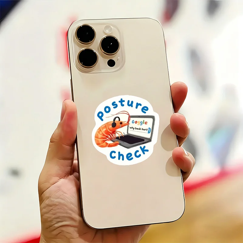 

9Pcs "Posture Check" Shrimp Meme Vinyl Stickers, Funny Office Humor Waterproof Decals for Laptop Water Bottle Car Motorcycle