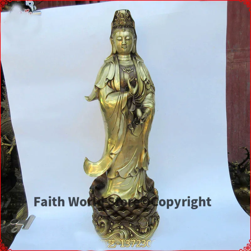 60CM large Huge- home SHOP hall lobby Effective Blessing Talisman Gold GUANYIN PUSA Buddha brass art statue sculpture