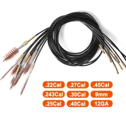 Juego de limpieza de calibre de pistola táctica, Rifle de barril de cepillo de limpieza, Cable de dibujo de hierro duradero, hilo de cuerda 8-32, 22, 30, 45Cal, 12GA