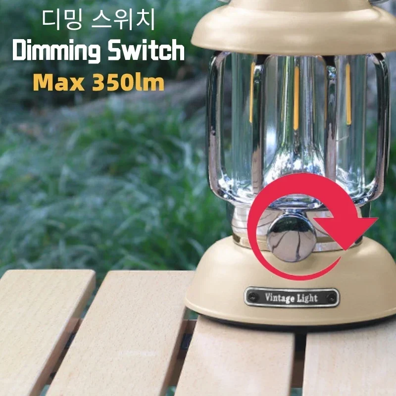 Long-lasting rechargeable outdoor camping lantern with a vintage handheld lantern design and 3 lighting mode for tent decoration