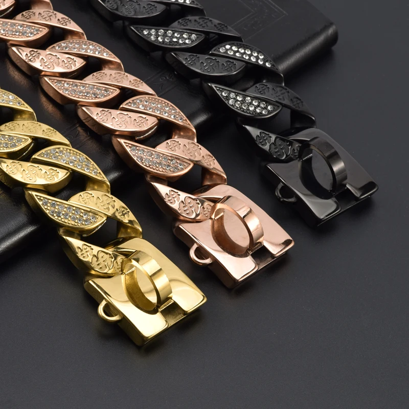 Dog Pet Product Gold Chain Personalized Collar Leash Bulldog Stainless Steel 32mm Necklace