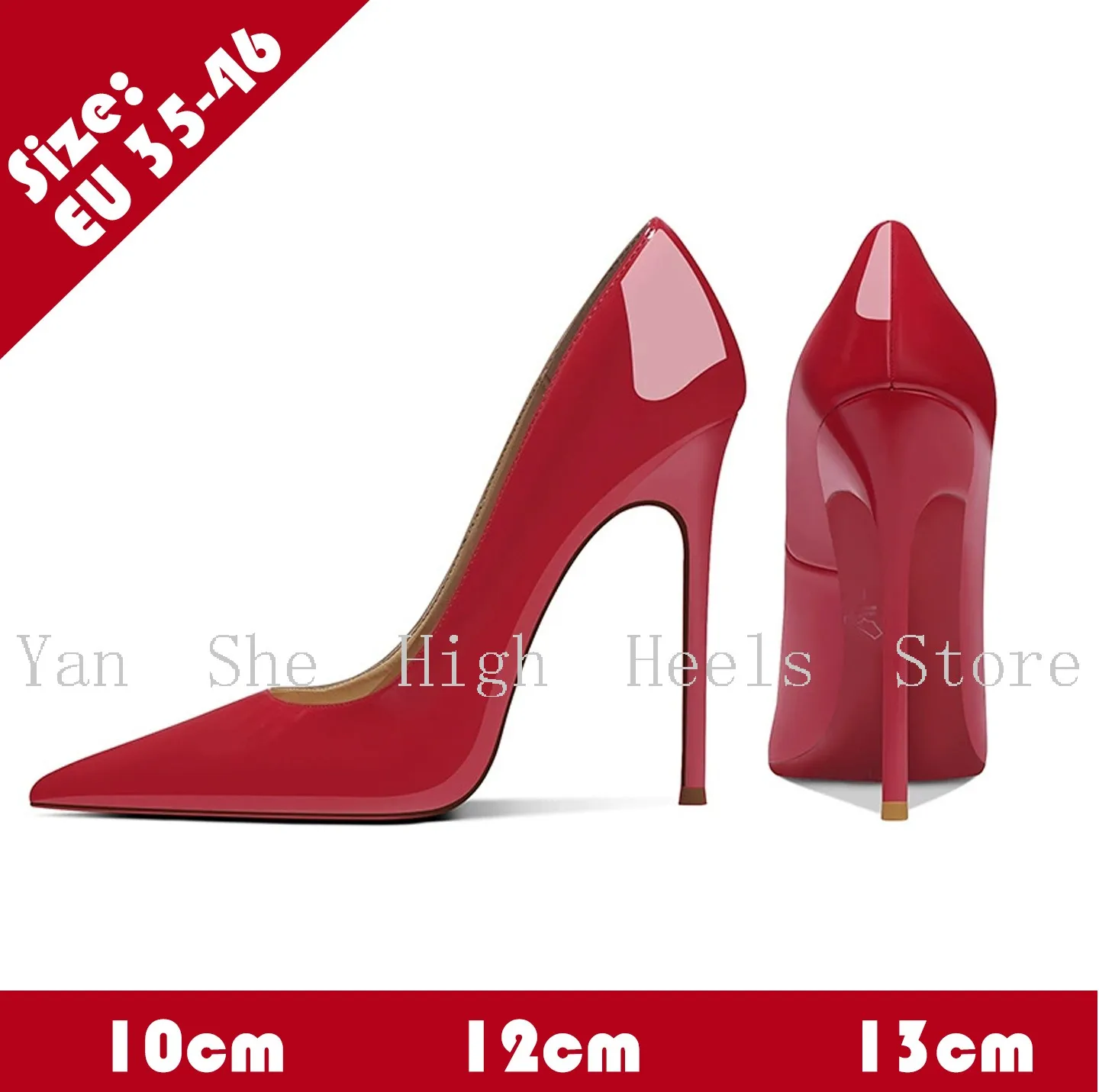 

Ультратонкие высокие каблуки-шпильки, туфли на высоком каблуке с красной подошвой, пикантные вечерние женские туфли с острым носком, одинарные туфли большого размера 13 см.
