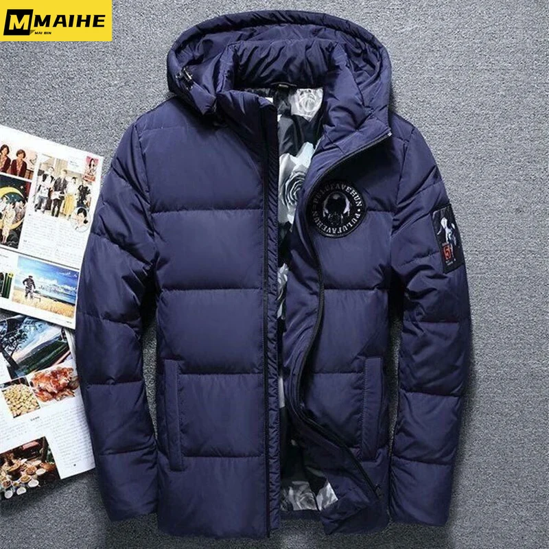 Short Men’s Down Coat Europe Men White Duck Down Red Men's Coats Winter Hooded Men's Clothing Free Shipping New Parka Winter Man